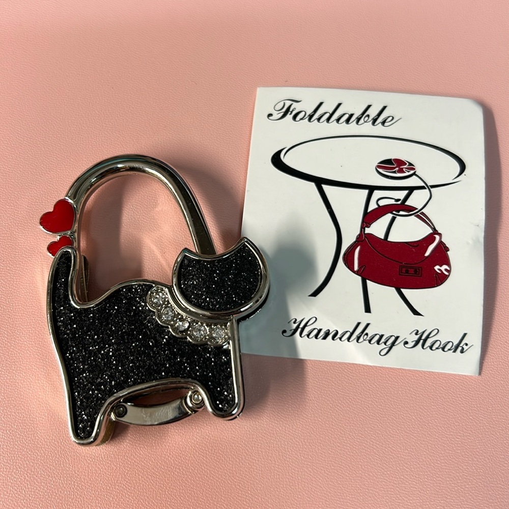 NEW metal foldable cat purse hanger charm